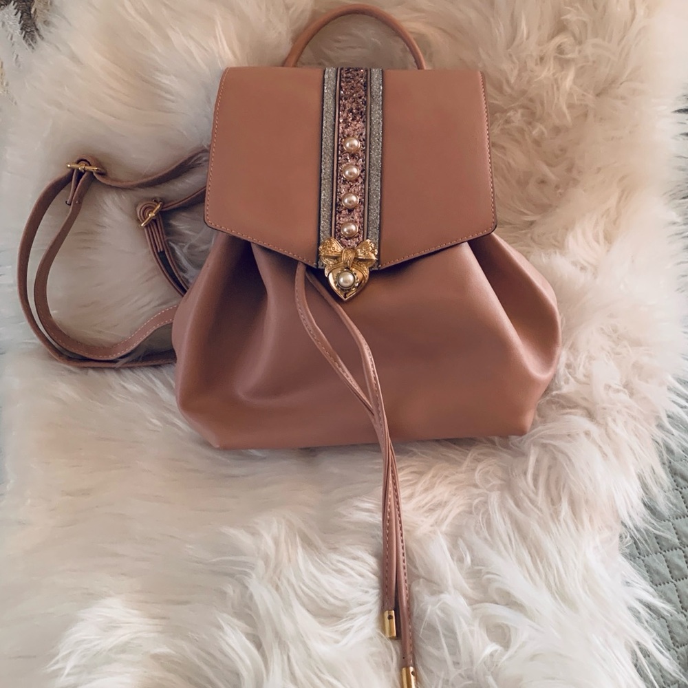 New Aldo Embellished Pink Backpack Purse